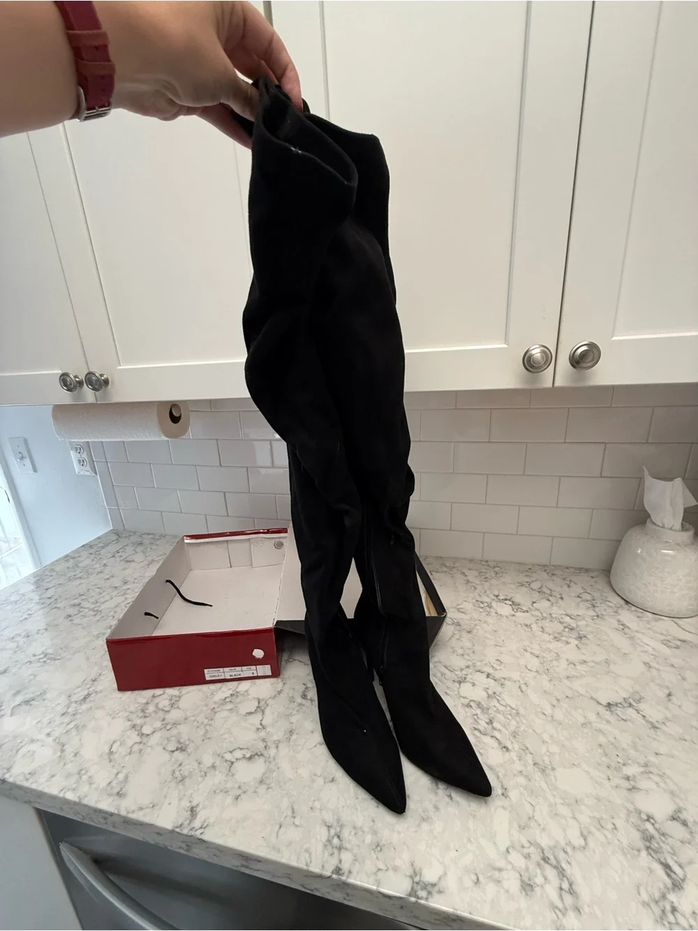 Black Over-the-Knee Pointed Toe Women's Boots